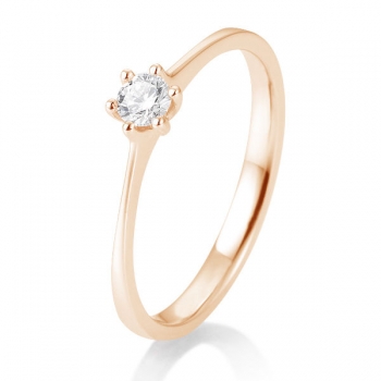 Antragsring/Verlobungsring/Solitaire Ring aus 585 Rotgold mit 0,15 ct Brillant in Krappenfassung